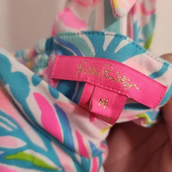 Lilly Pulitzer Maxi Dress Tie Strap Sleeveless Pink Blue Floral Women's M - Picture 4 of 7
